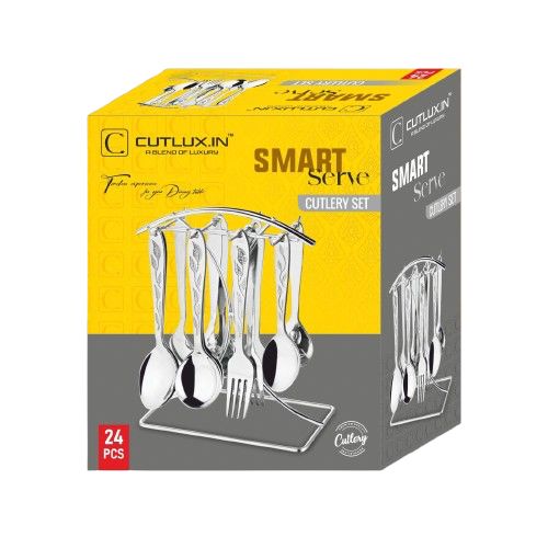 Dinner Cutlery Spoon Set 24 Pieces with Stand for Spoons Set for Home/Kitchen/Restaurant
