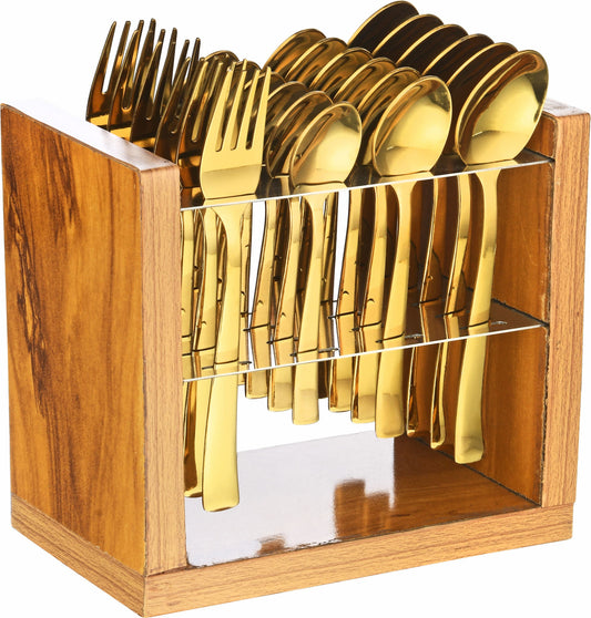 Dinner Cutlery Spoon Set 24 Pieces with Stand for Spoons Set for Home/Kitchen/Restaurant