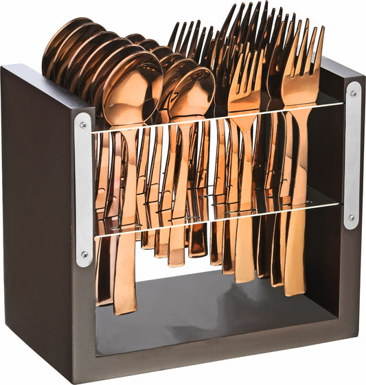 Dinner Cutlery Spoon Set 24 Pieces with Stand for Spoons Set for Home/Kitchen/Restaurant