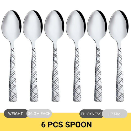 Cutlux Stainless Steel Spoons Set Dinner Spoon Length 16.5 cm 1.7mm Thickness, for Home & Kitchen
