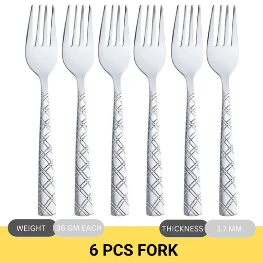 Cutlux Stainless Steel Dinner Forks Set for Home & Kitchen, 19.5 cm Long, 1.7mm Cutlery Set