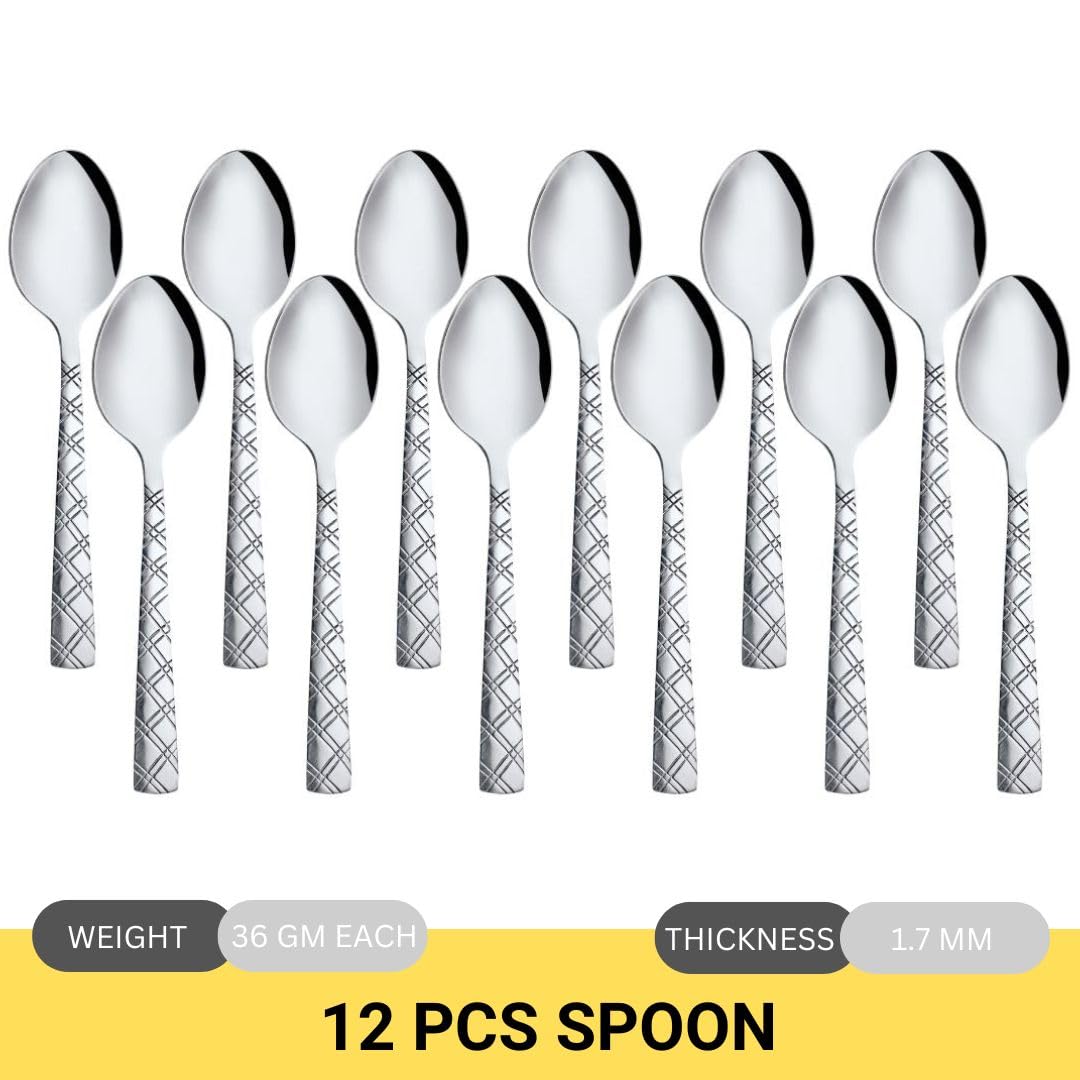 Cutlux Stainless Steel Spoons Set Dinner Spoon Length 16.5 cm 1.7mm Thickness, for Home & Kitchen