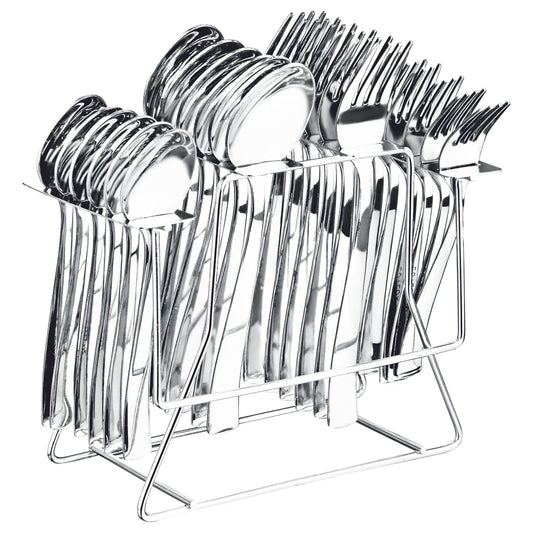 Dinner Cutlery Spoon Set 24 Pieces with Stand for SS Spoons Set for Home/Kitchen/Restaurant