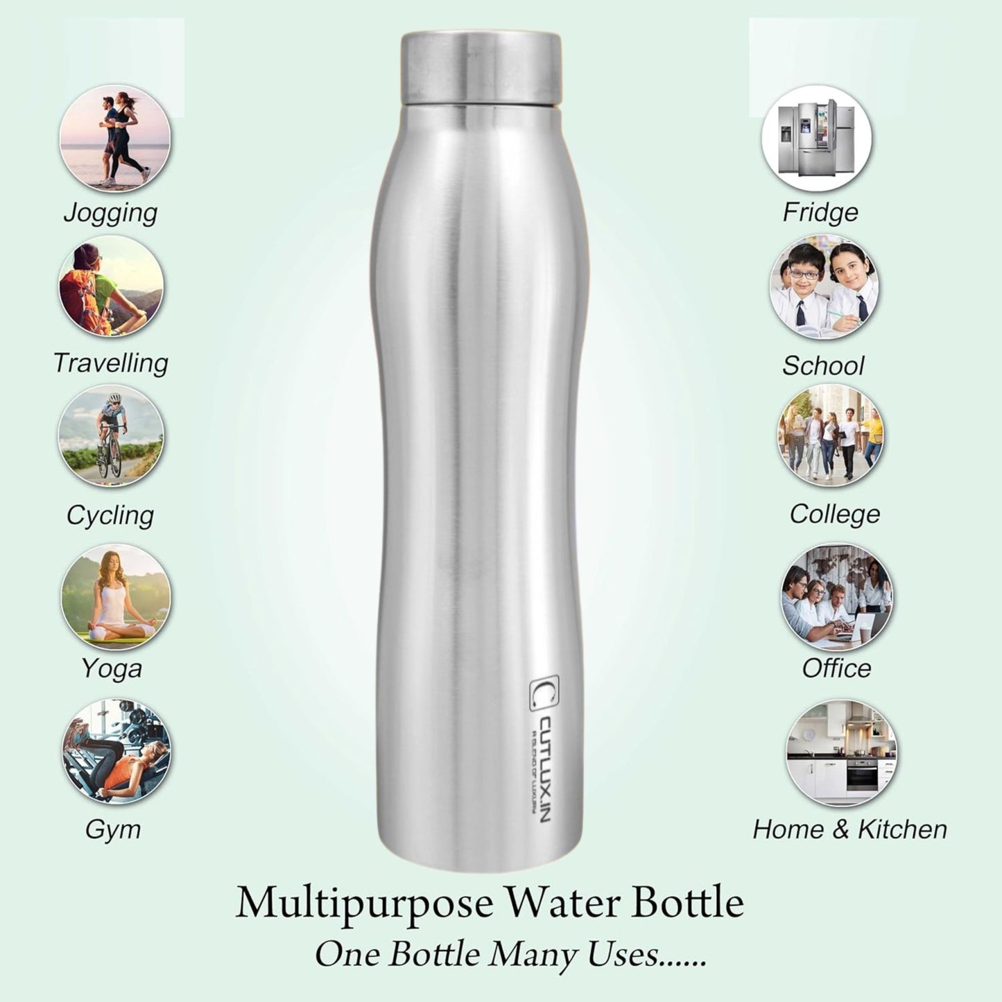 Cutlux 1000ml 2 Piece Multipurpose Stainless Steel Water Bottle (Frosty)