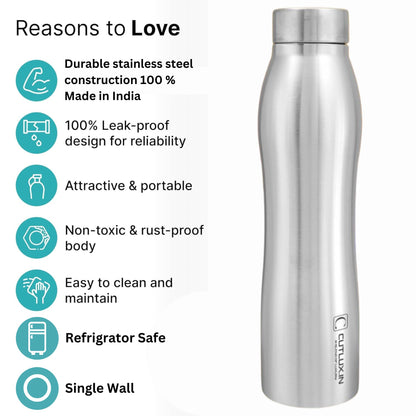 Cutlux 1000ml 2 Piece Multipurpose Stainless Steel Water Bottle (Frosty)
