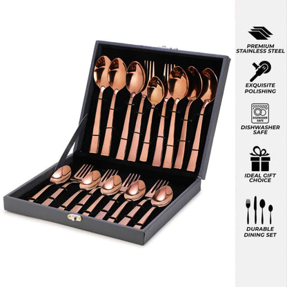 Cutlux 18 Pieces PVD Rose Gold Cutlery Gift Set
