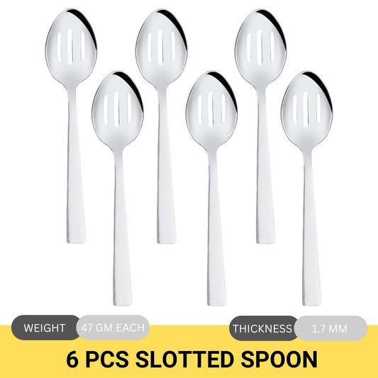 Stainless Steel Slotted Spoon 18.5 cm Length, 1.7mm Thickness, Salad, Egg, and Pickle Serving Kitchen Utensil for Home
