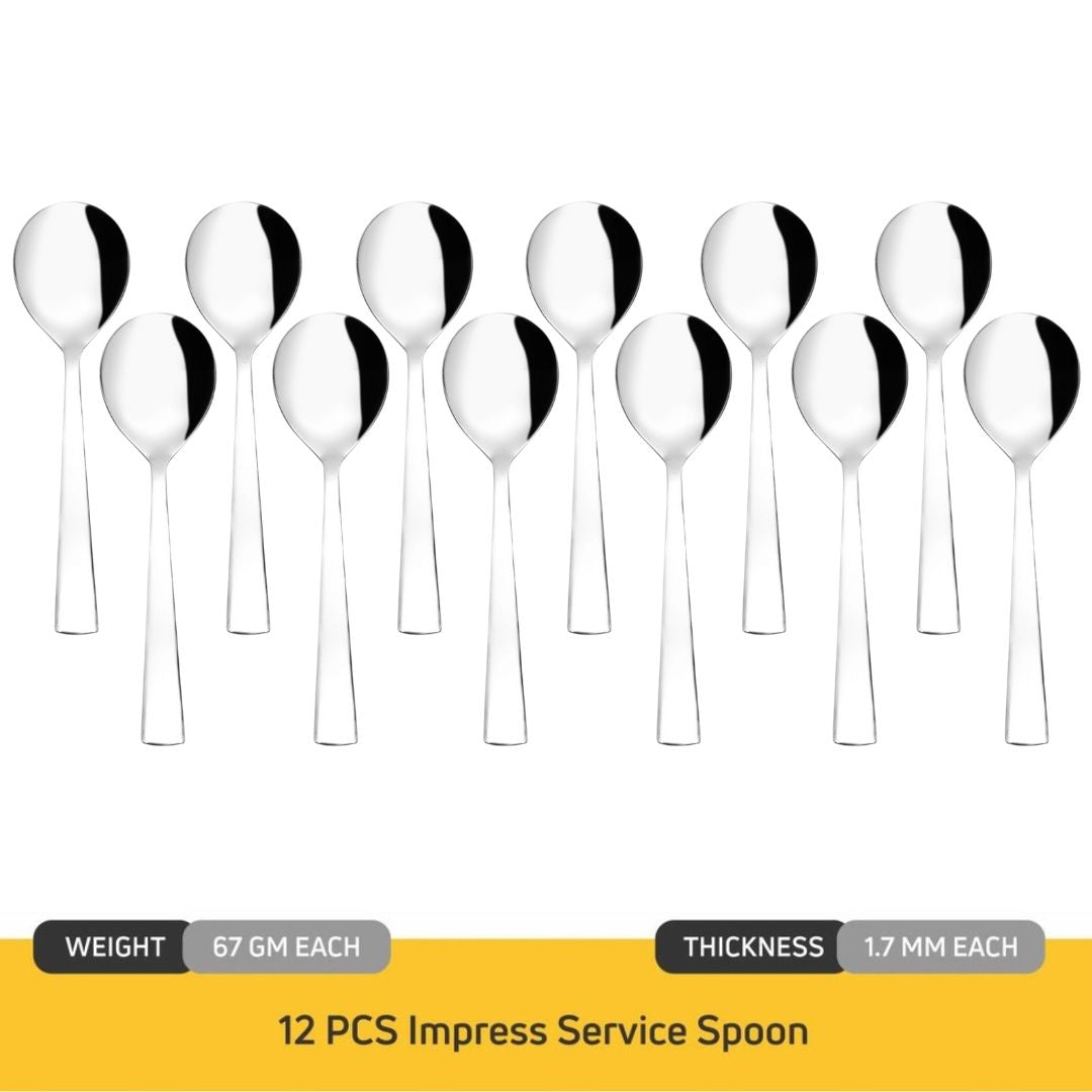 Cutlux Stainless Steel Serving Spoon Set for Dining Table/Kitchen, Big Cooking Spoons Set