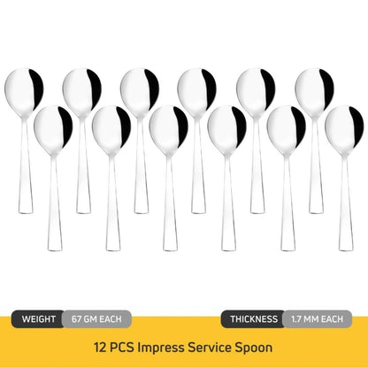 Cutlux Stainless Steel Serving Spoon Set for Dining Table/Kitchen, Big Cooking Spoons Set