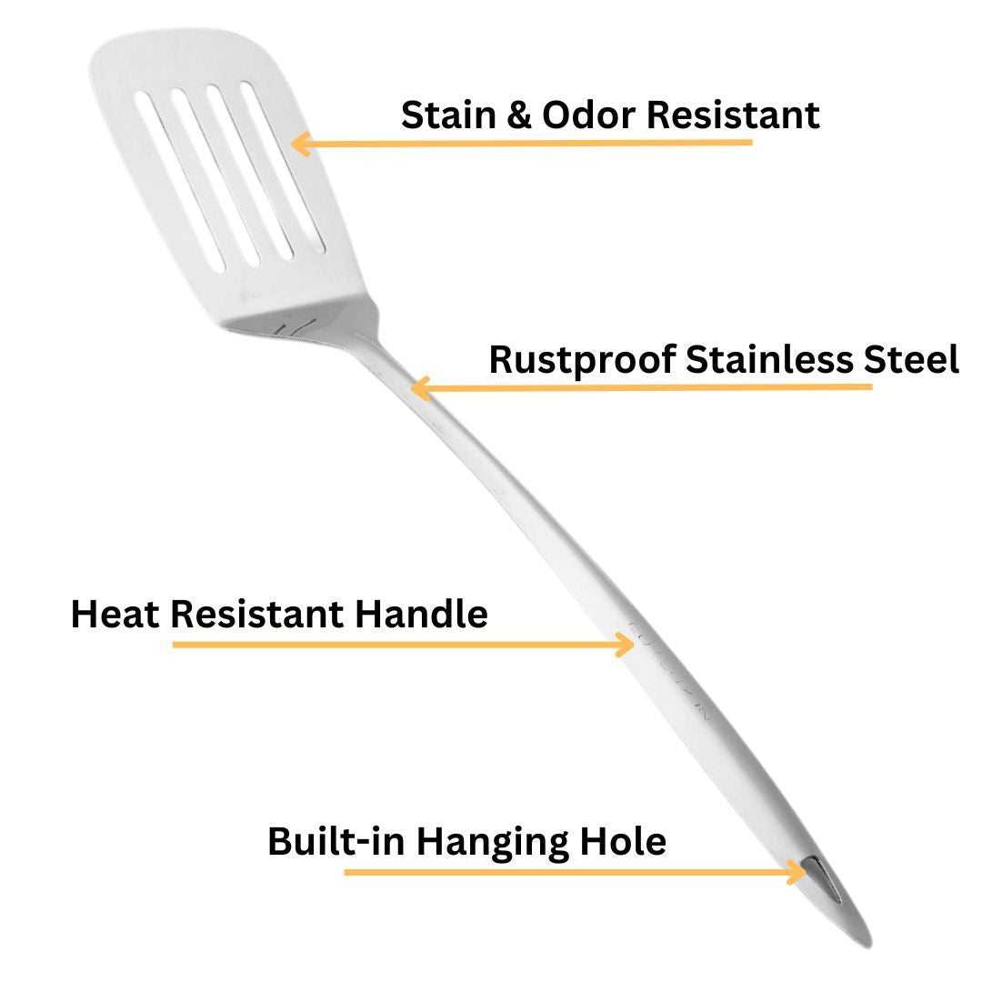 Cutlux Kitchen Tools Stainless Steel Heavy Gauge Slotted Turner/Spatula/Cooking Turner