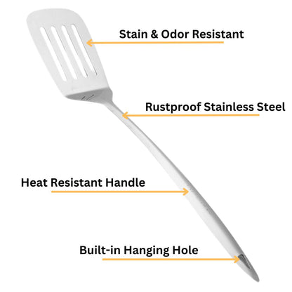 Cutlux Kitchen Tools Stainless Steel Heavy Gauge Slotted Turner/Spatula/Cooking Turner